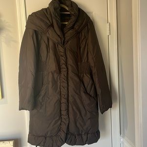 Tahari ruffle puffer coat